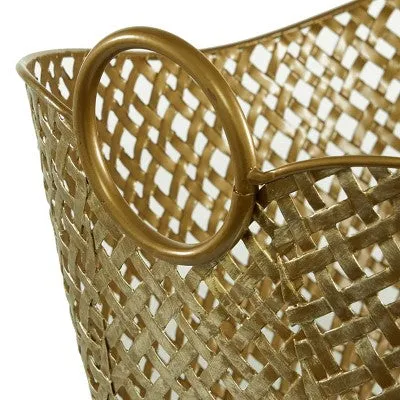 16.75"x11.5" Large Gold Metal Basket - Olivia & May
