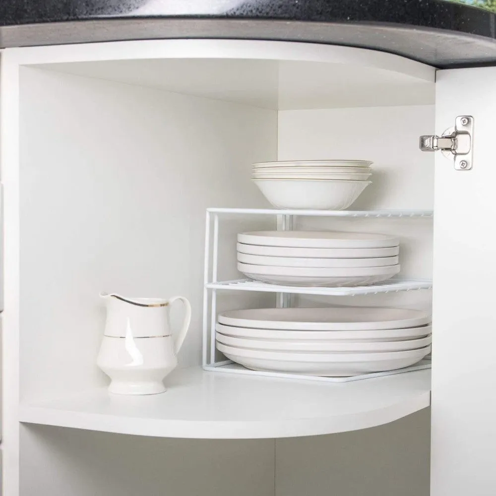 3-Tier Kitchen Storage Corner Rack, Shelf Plate Dish Rack 25x25x21 cm