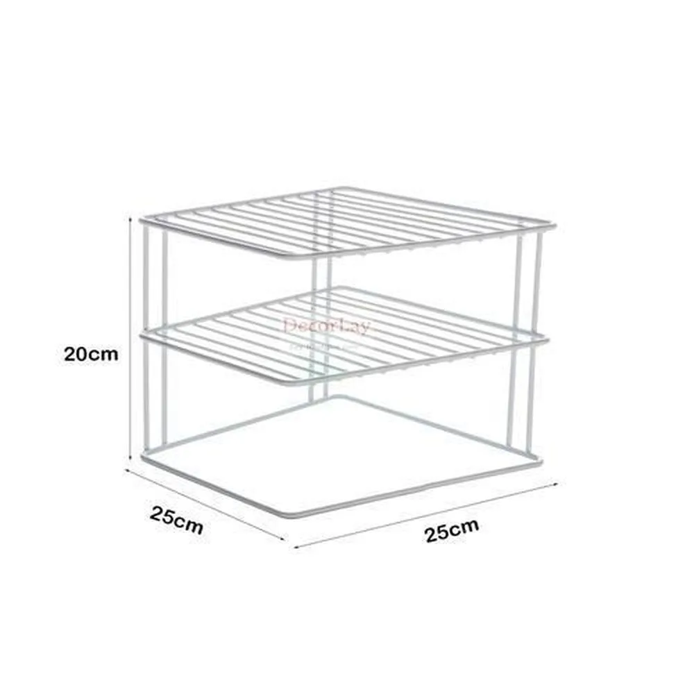 3-Tier Kitchen Storage Corner Rack, Shelf Plate Dish Rack 25x25x21 cm
