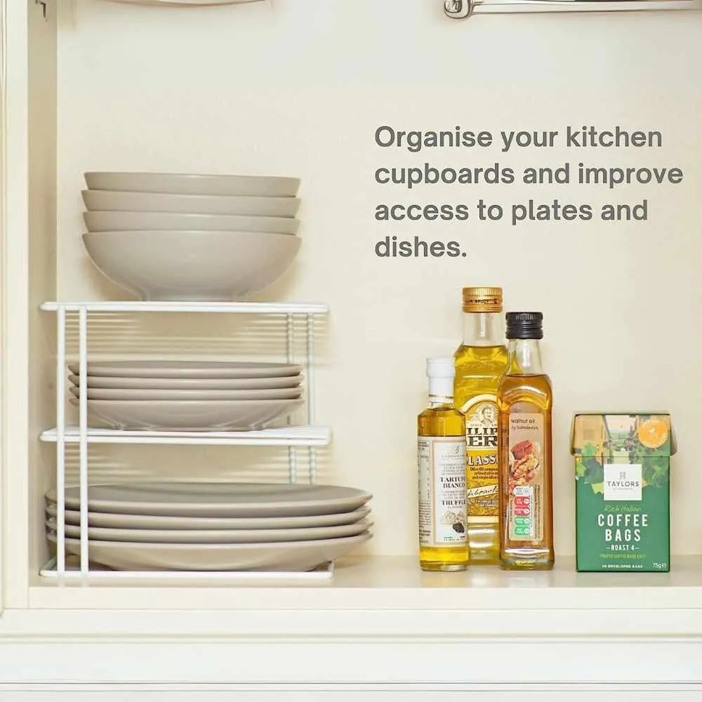 3-Tier Kitchen Storage Corner Rack, Shelf Plate Dish Rack 25x25x21 cm