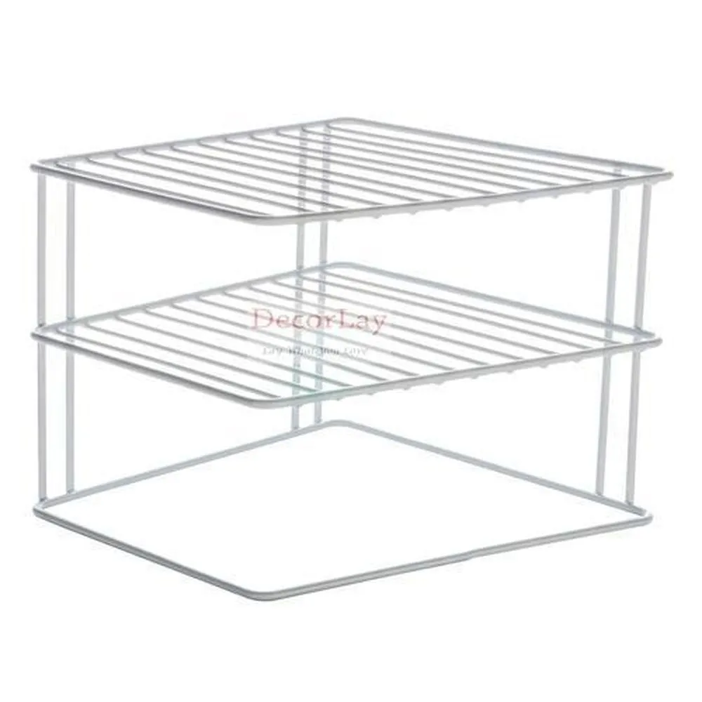 3-Tier Kitchen Storage Corner Rack, Shelf Plate Dish Rack 25x25x21 cm