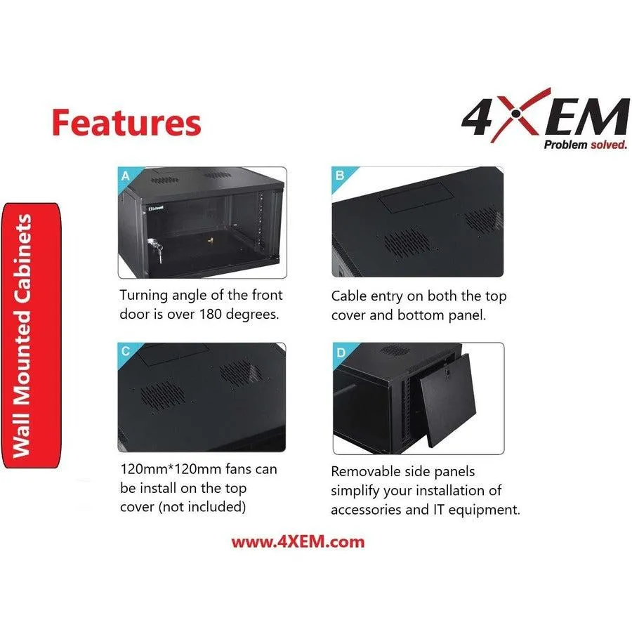 4XEM 9U Wall Mount Server Rack Cabinet 24 Inches Deep