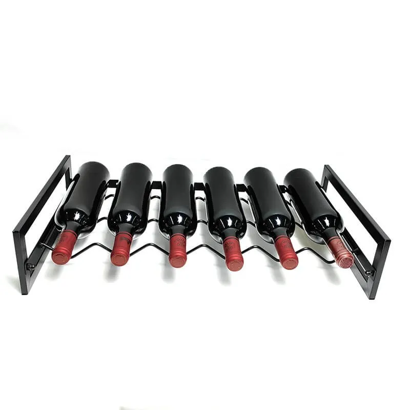 6 Bottle Wide Stackable Wine Rack Matte Black