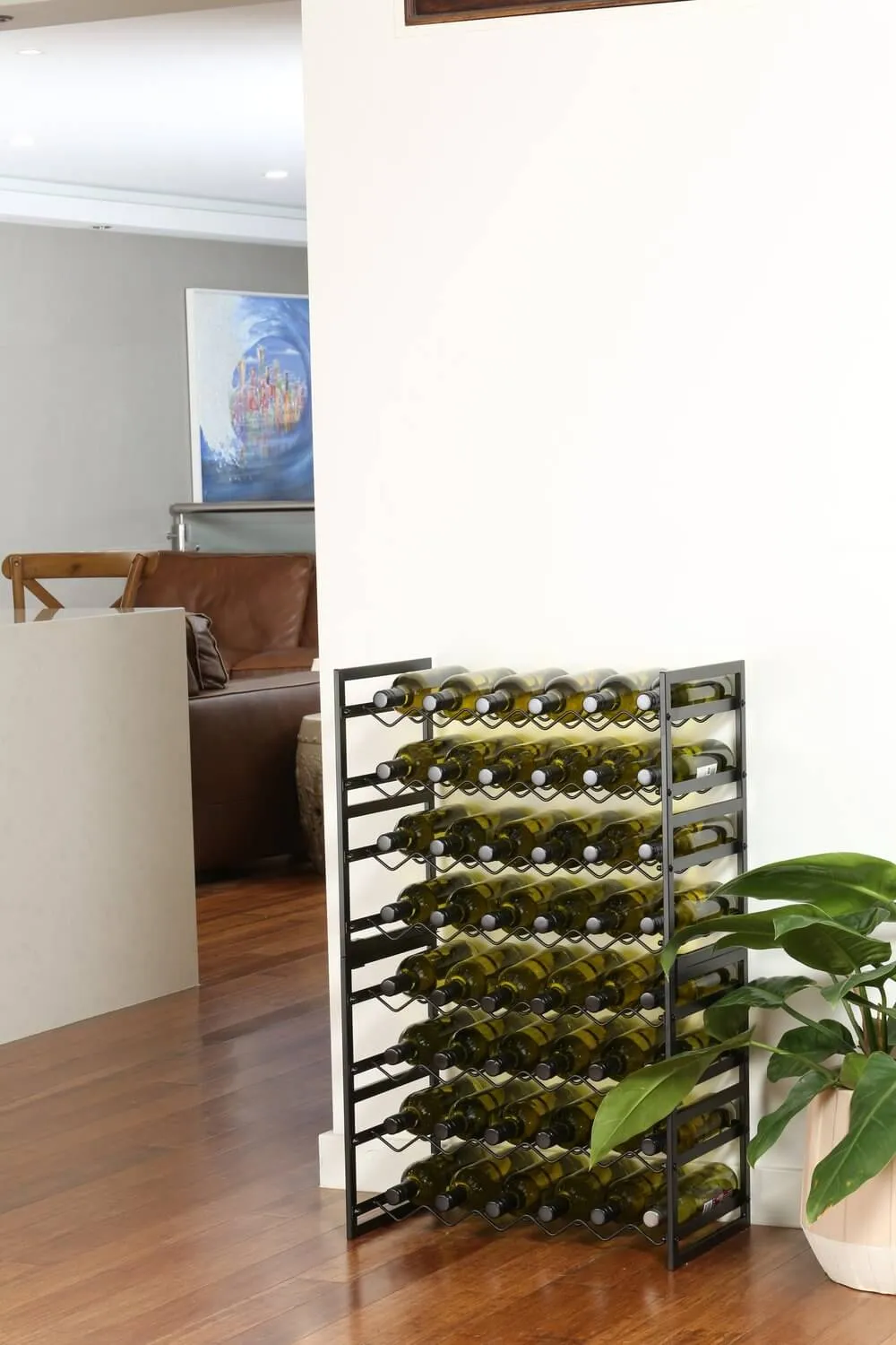 6 Bottle Wide Stackable Wine Rack Matte Black