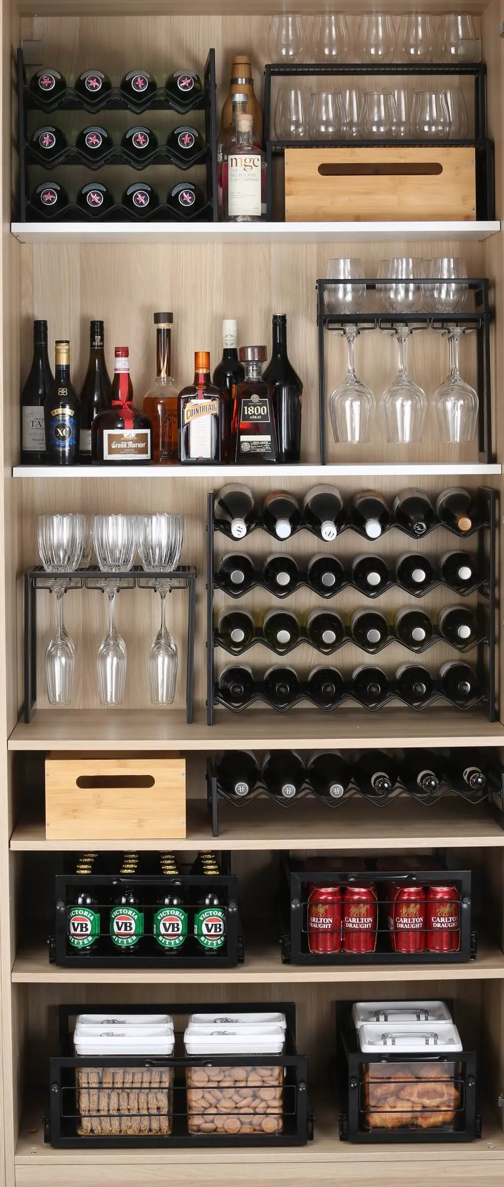 6 Bottle Wide Stackable Wine Rack Matte Black