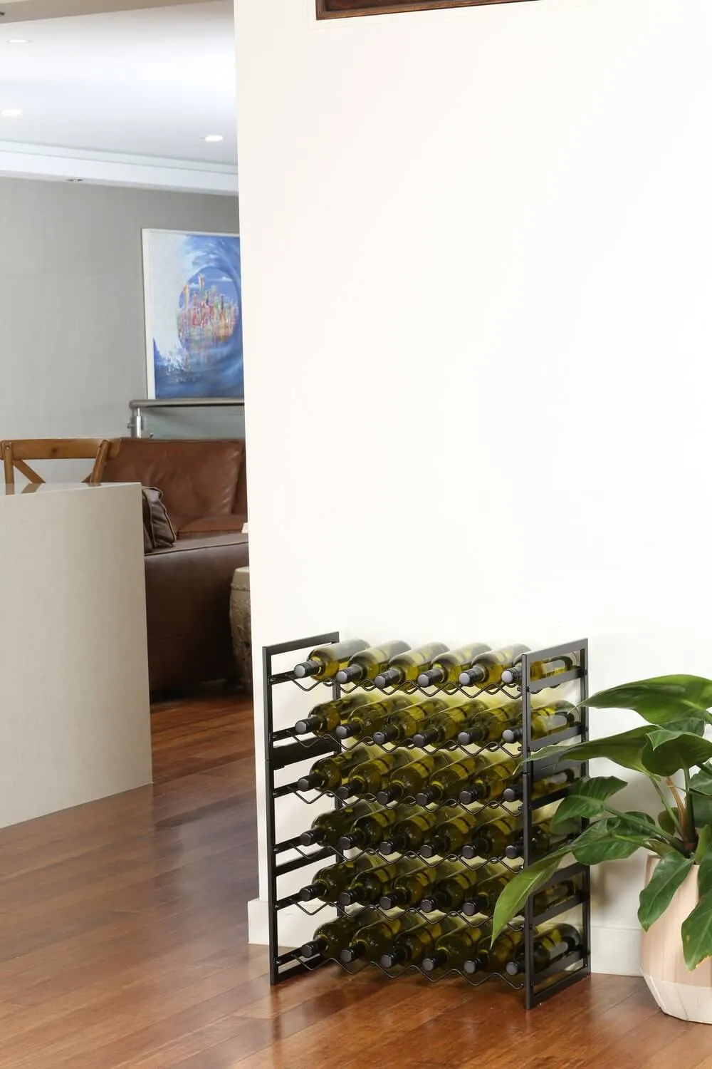 6 Bottle Wide Stackable Wine Rack Matte Black