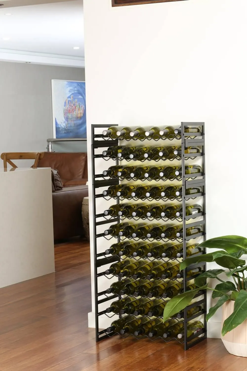6 Bottle Wide Stackable Wine Rack Matte Black