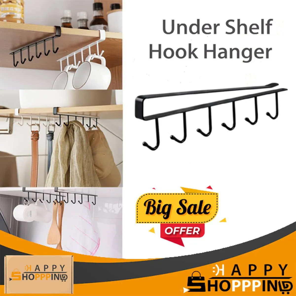 6 Hooks Metal Hanger For Kitchen
