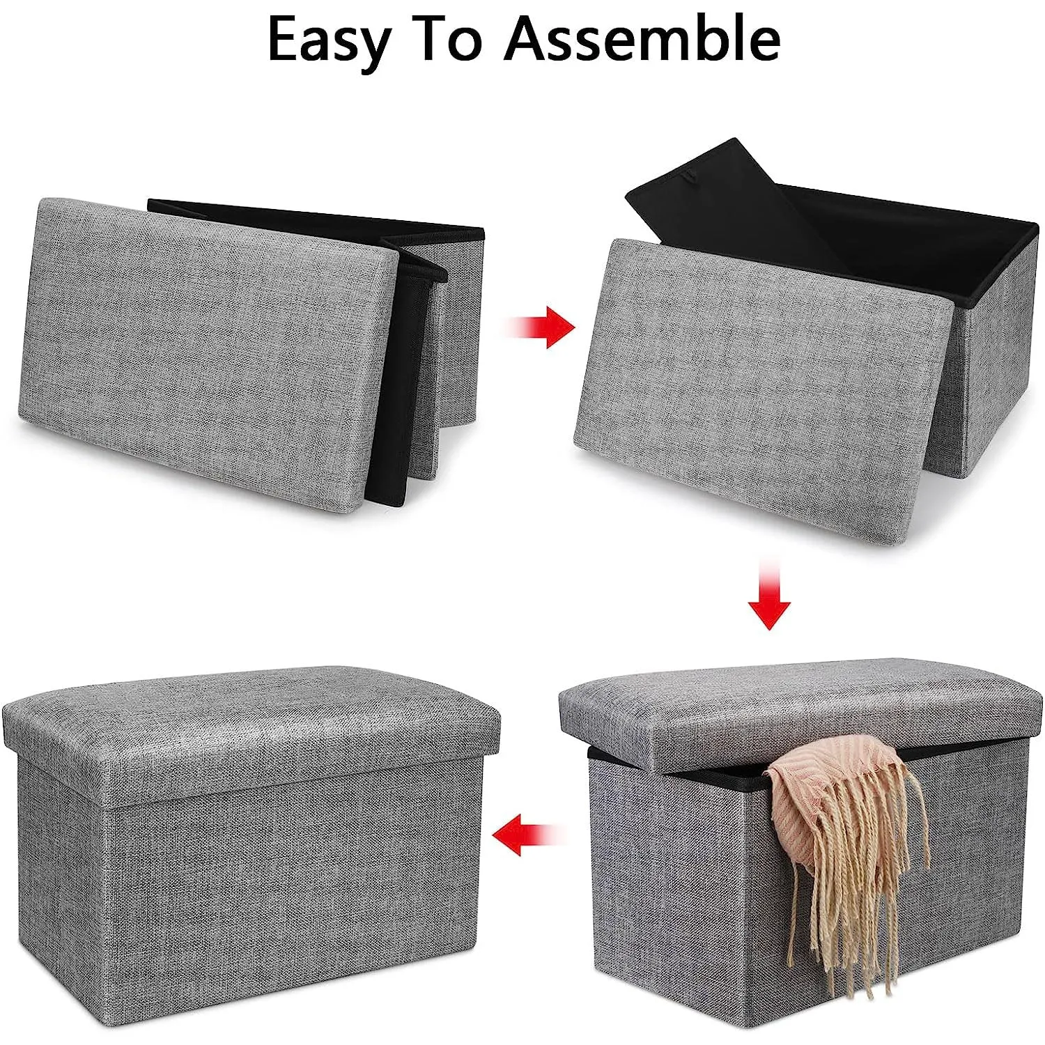 76CM Storage Ottoman Double Foot Rest-Grey