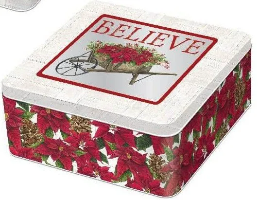 7" Christmas Tin Boxes with PVC Window