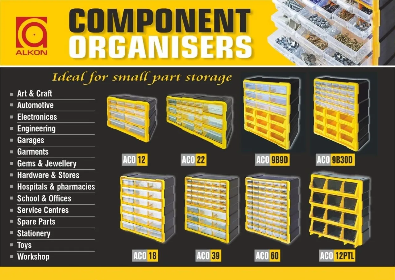 Alkon: ACO18 Component Organizer Box with 18 Drawers