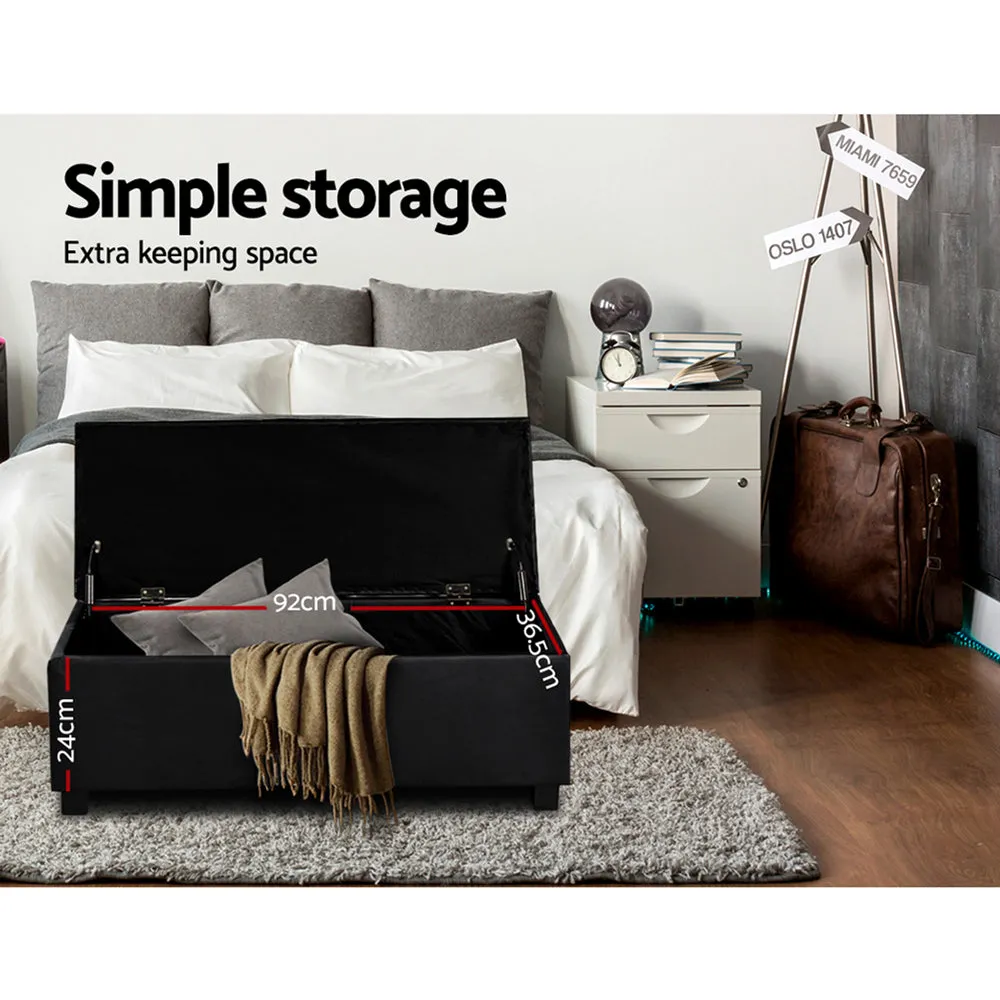 Black Leather Storage Ottoman, 97cm, Faux PU, Artiss