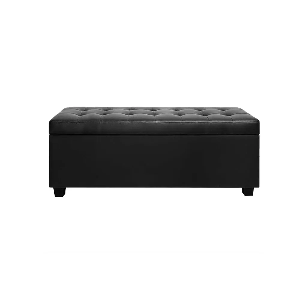 Black Leather Storage Ottoman, 97cm, Faux PU, Artiss