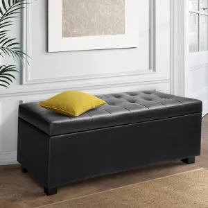 Black Leather Storage Ottoman, 97cm, Faux PU, Artiss