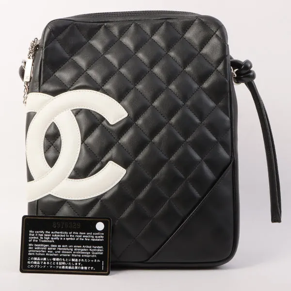 Chanel Around 2003 Made Cambon Shoulder Bag Black/White