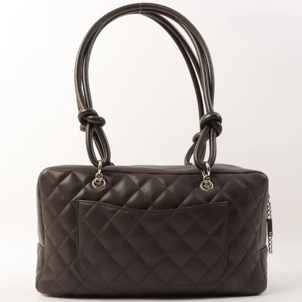 Chanel Around 2004 Made Cambon Boston Bag Dark Brown/Beige