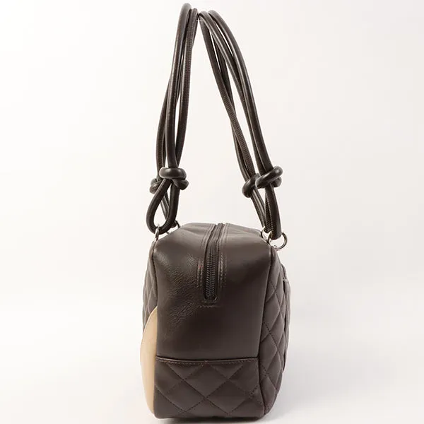 Chanel Around 2004 Made Cambon Boston Bag Dark Brown/Beige
