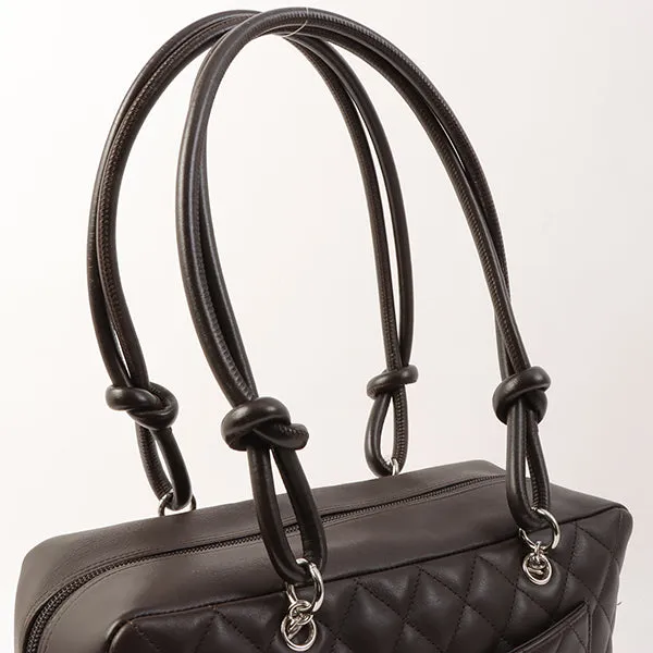 Chanel Around 2004 Made Cambon Boston Bag Dark Brown/Beige