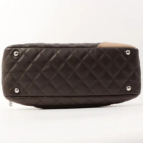 Chanel Around 2004 Made Cambon Boston Bag Dark Brown/Beige