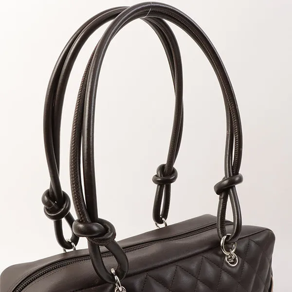 Chanel Around 2004 Made Cambon Boston Bag Dark Brown/Beige