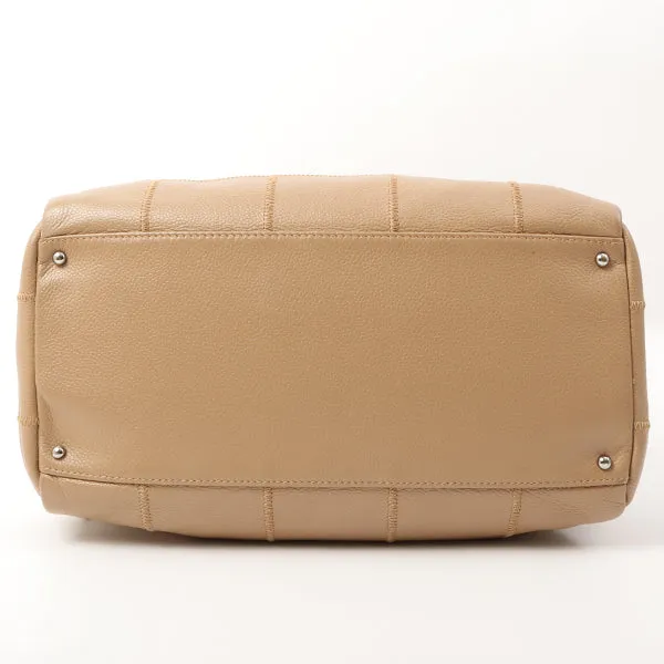Chanel Around 2005 Caviar Skin Chocolate Bag Cutout Logo Plate Shoulder Bag Smoky Beige