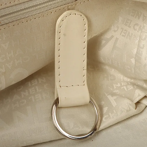 Chanel Around 2005 Caviar Skin Chocolate Bag Cutout Logo Plate Shoulder Bag Smoky Beige