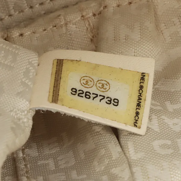 Chanel Around 2005 Caviar Skin Chocolate Bag Cutout Logo Plate Shoulder Bag Smoky Beige