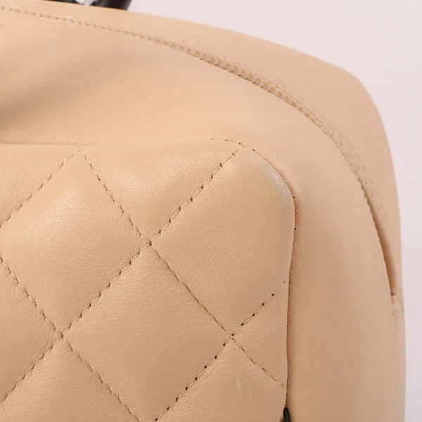Chanel Around 2005 Made Cambon Shoulder Bag Beige/Black