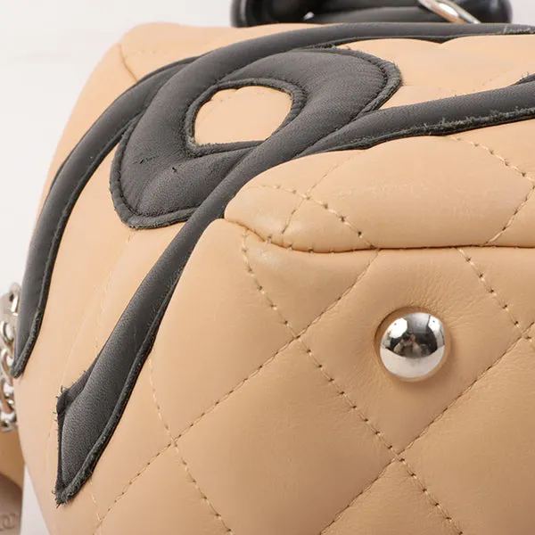 Chanel Around 2005 Made Cambon Shoulder Bag Beige/Black