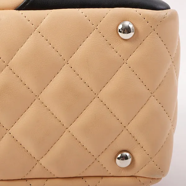 Chanel Around 2005 Made Cambon Shoulder Bag Beige/Black