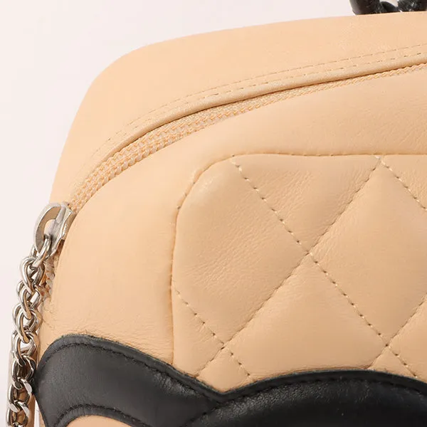 Chanel Around 2005 Made Cambon Shoulder Bag Beige/Black