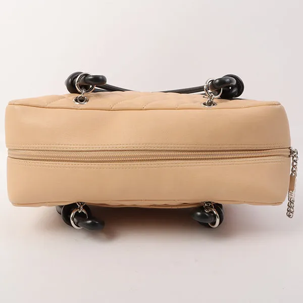 Chanel Around 2005 Made Cambon Shoulder Bag Beige/Black