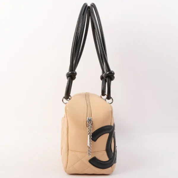 Chanel Around 2005 Made Cambon Shoulder Bag Beige/Black