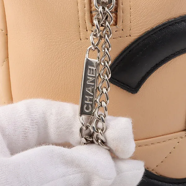 Chanel Around 2005 Made Cambon Shoulder Bag Beige/Black