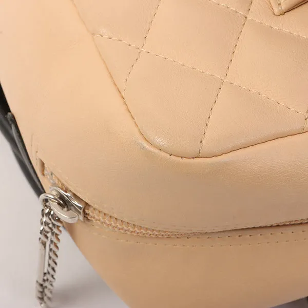 Chanel Around 2005 Made Cambon Shoulder Bag Beige/Black