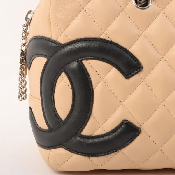 Chanel Around 2005 Made Cambon Shoulder Bag Beige/Black