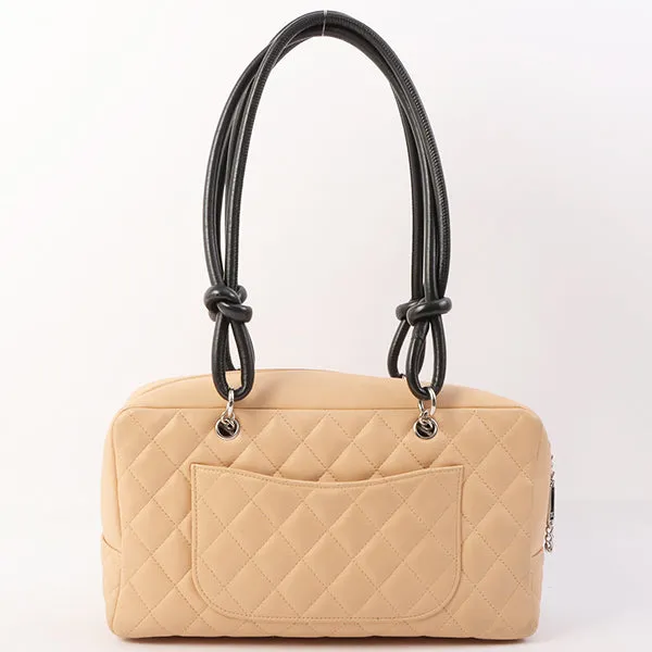 Chanel Around 2005 Made Cambon Shoulder Bag Beige/Black