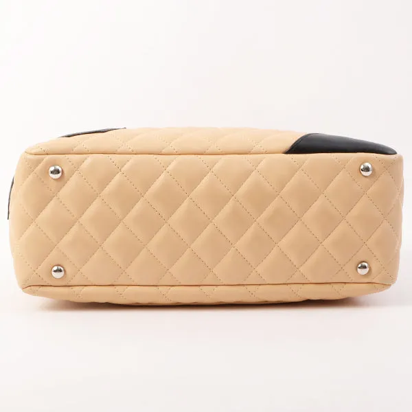 Chanel Around 2005 Made Cambon Shoulder Bag Beige/Black
