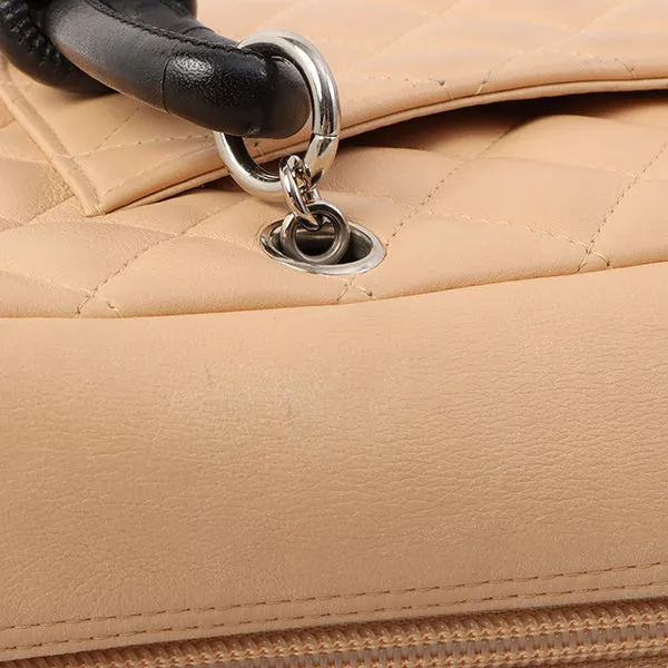 Chanel Around 2005 Made Cambon Shoulder Bag Beige/Black