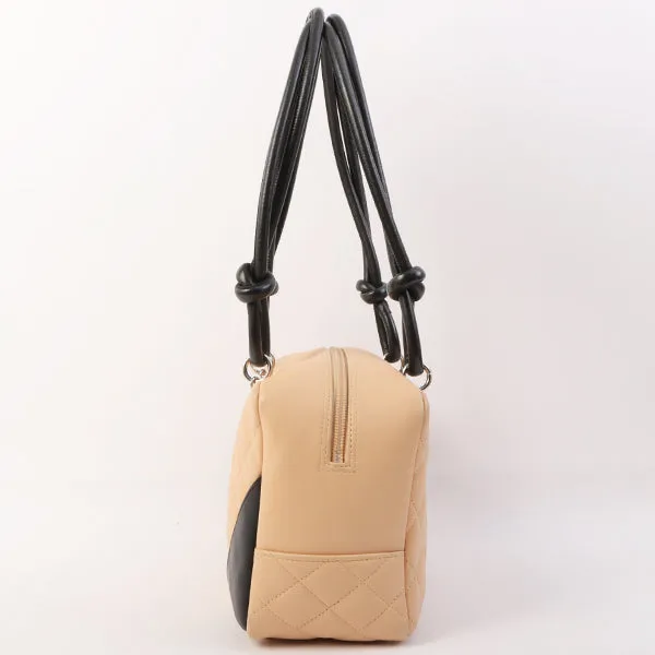 Chanel Around 2005 Made Cambon Shoulder Bag Beige/Black