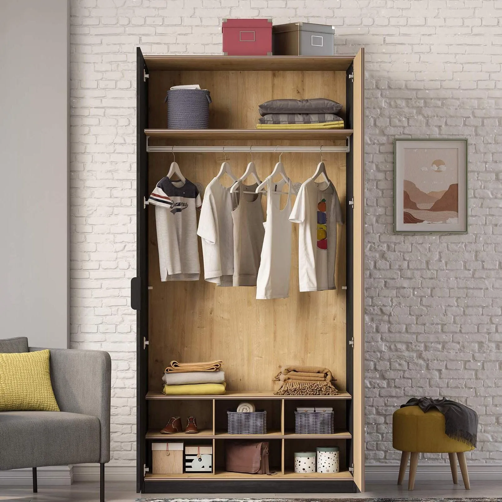 Cilek Black 2 Doors Wardrobe