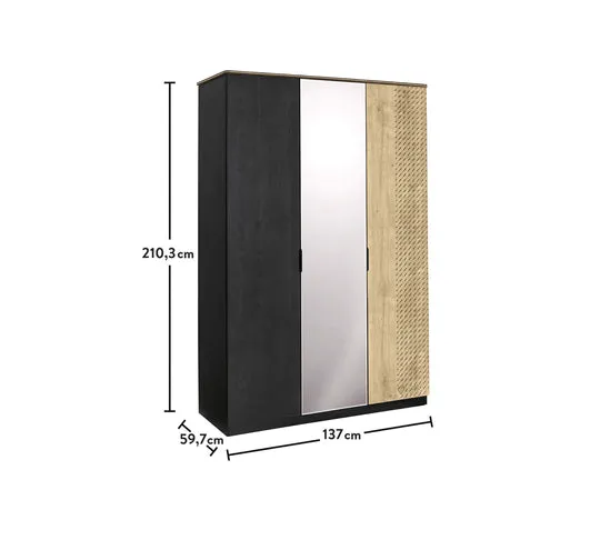 Cilek Black 3 Doors Wardrobe