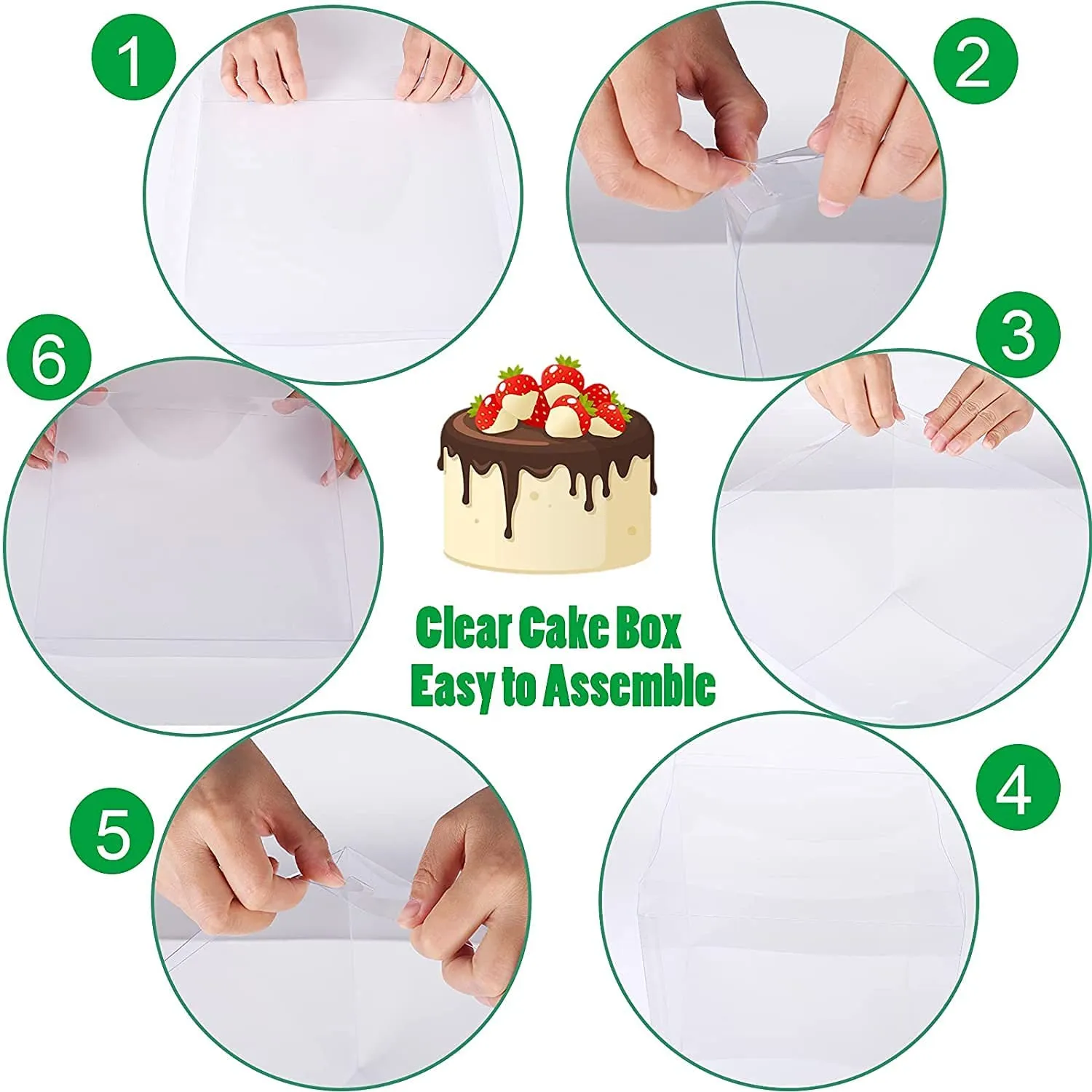 Clear Cake Box Perfect for Birthdays, Weddings, Anniversaries, Etc. - 6" 21x21x17