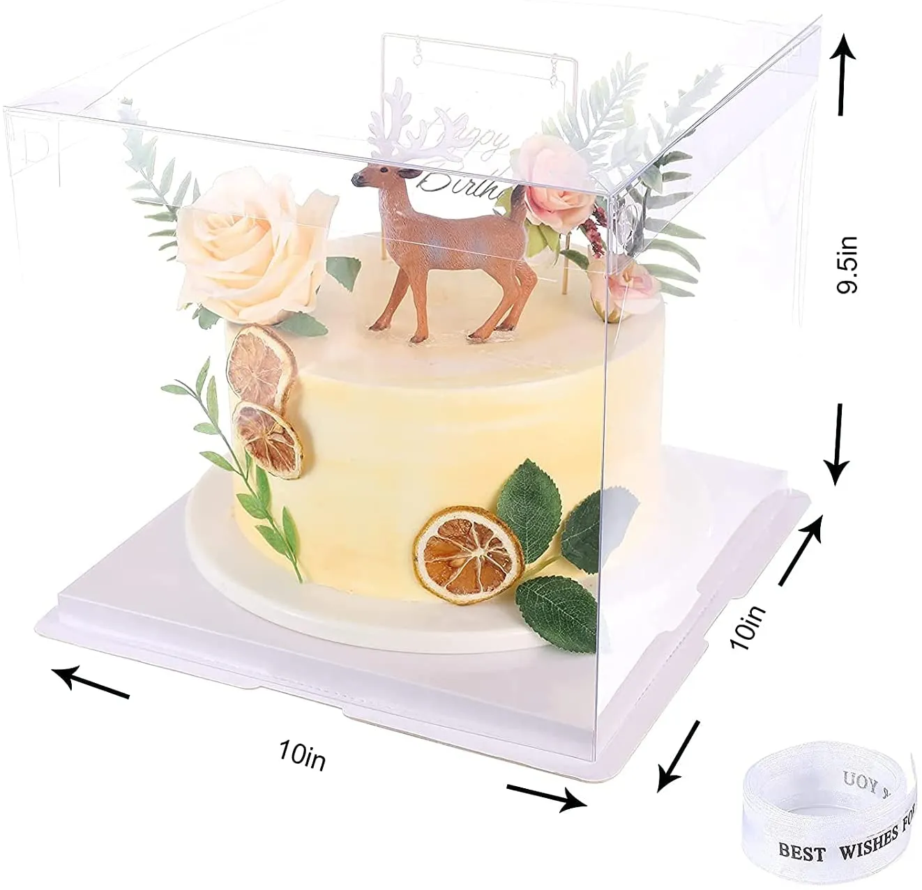 Clear Cake Box Perfect for Birthdays, Weddings, Anniversaries, Etc. - 6" 21x21x17