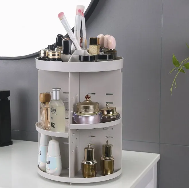 Desktop Makeup Organizer, Spinning Rotating Cosmetic Storage Box, Jewelry Drawer Container, Makeup Vanity, Toiletry Bathroom Storage