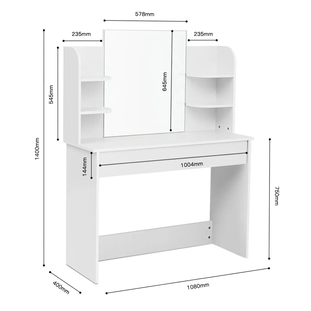 Dressing Table Set, Large Storage Space, Providing Mirror, Drawer, Stool