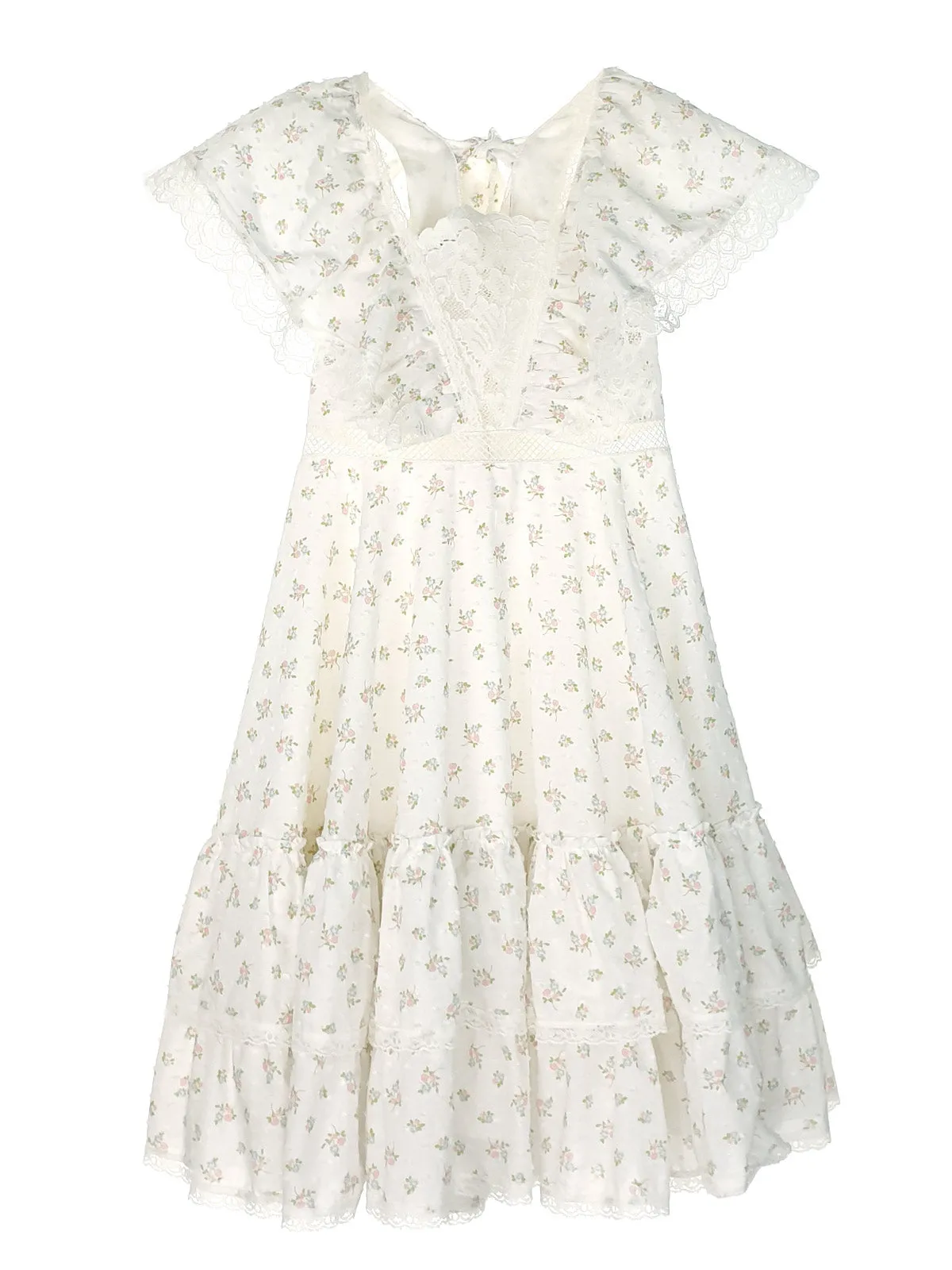 Girl's long floral dress with V-neck - LOTTIE