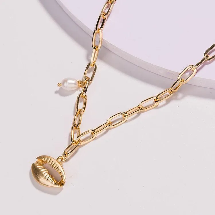 Goldie Cowrie Shell & Freshwater Pearl Multi Layer Necklace