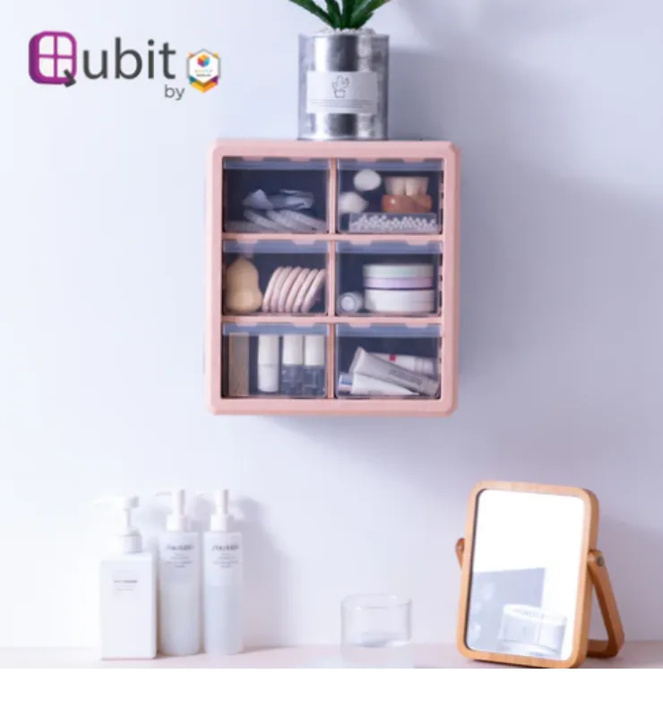 Hexa2 Cube Storage Box Pink/Gray