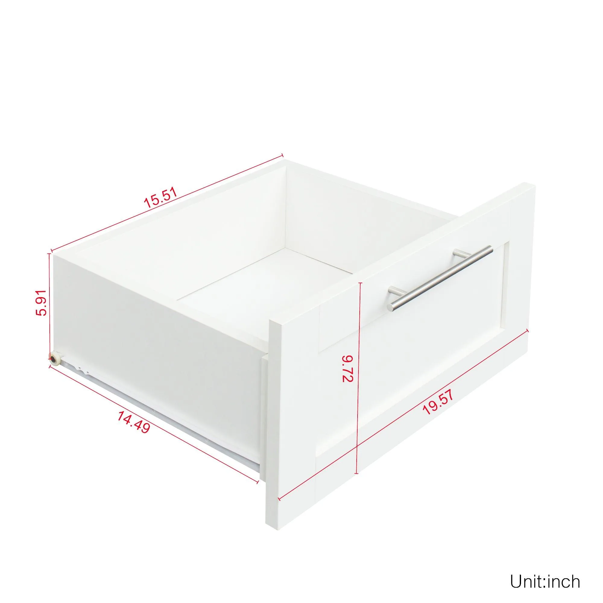 High wardrobe and kitchen cabinet with 2 doors, 2 drawers and 5 storage spaces,white